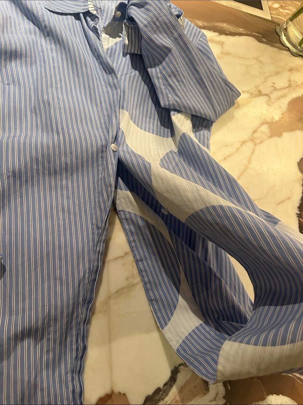 Stella McCartney Blue & White Mixed-Pattern Button-Down Shirt - Picture 6 of 9